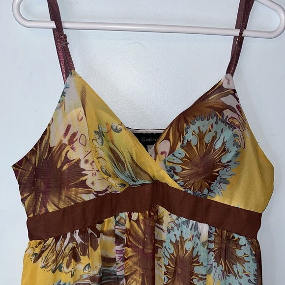 Mlle Gabrielle Sundress XL Yellow Floral  Boho Adjustable Padded - Picture 2 of 10